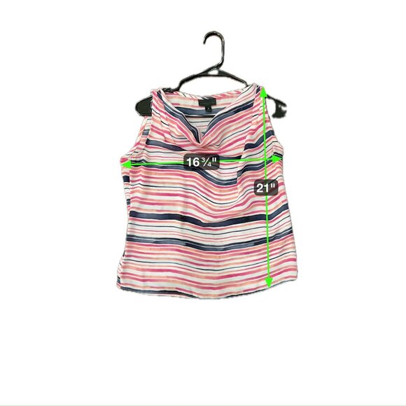 Worthington Striped Sleeveless Top Multicolor Striped Cowl Neck Size S Layering - Picture 7 of 9